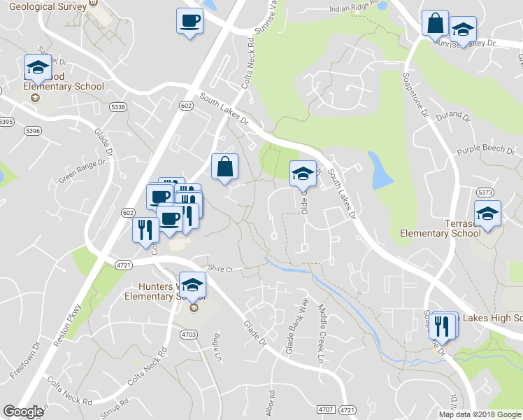 map of restaurants, bars, coffee shops, grocery stores, and more near 11922 Barrel Cooper Court in Reston