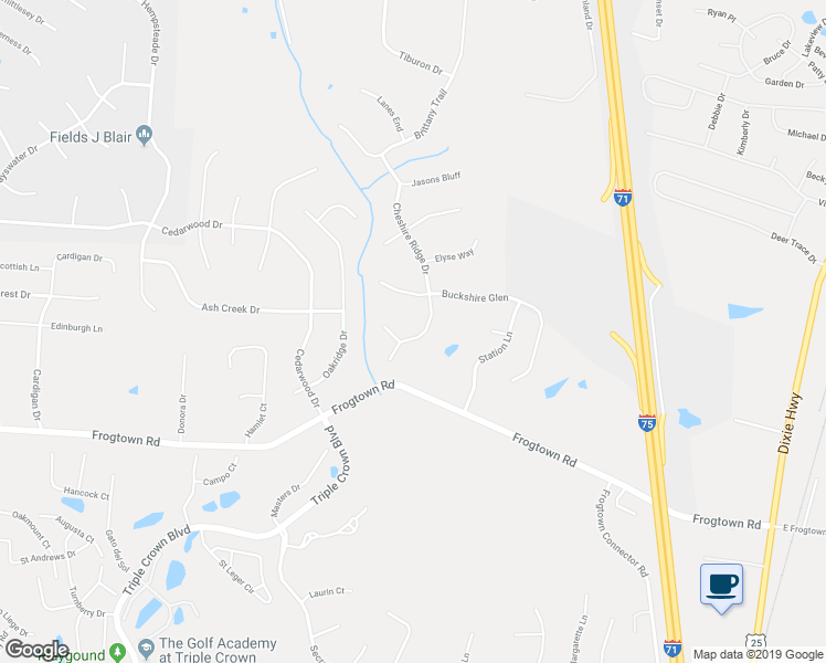 map of restaurants, bars, coffee shops, grocery stores, and more near 10617 Cheshire Ridge Drive in Florence