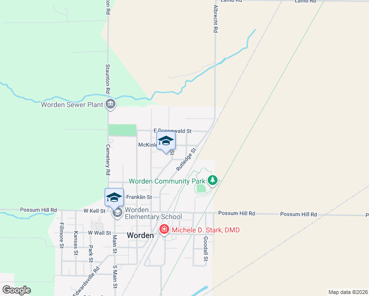 map of restaurants, bars, coffee shops, grocery stores, and more near 324 McKinley Street in Worden