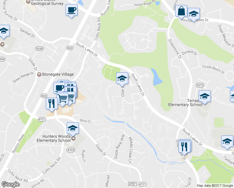 map of restaurants, bars, coffee shops, grocery stores, and more near 11839 Coopers Court in Reston
