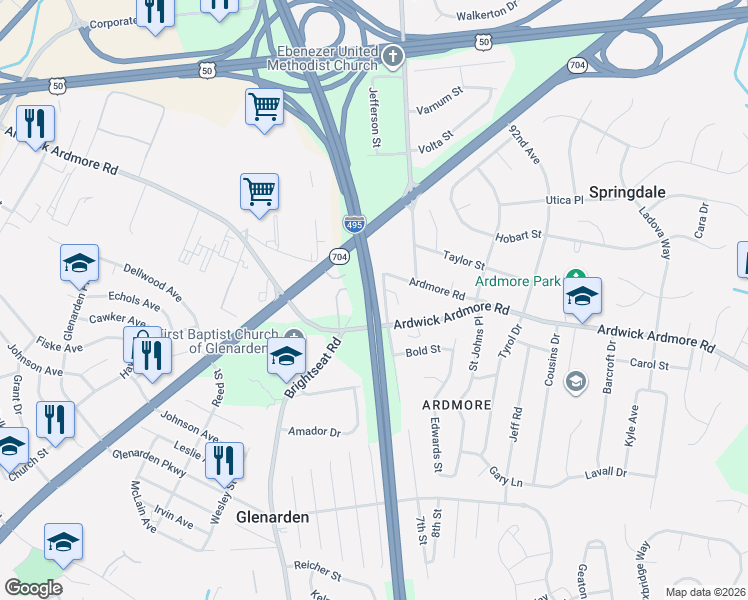 map of restaurants, bars, coffee shops, grocery stores, and more near in 