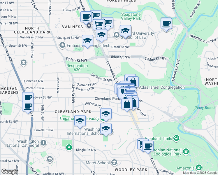 map of restaurants, bars, coffee shops, grocery stores, and more near 101 Independence Avenue Southeast in Washington