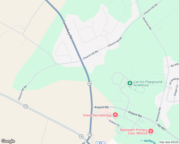 map of restaurants, bars, coffee shops, grocery stores, and more near 700 Canterbury Road in Milford