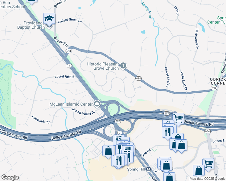map of restaurants, bars, coffee shops, grocery stores, and more near 1467 Mayhurst Boulevard in McLean