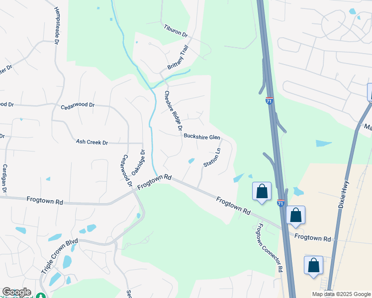 map of restaurants, bars, coffee shops, grocery stores, and more near 10598 Cheshire Ridge Drive in Florence