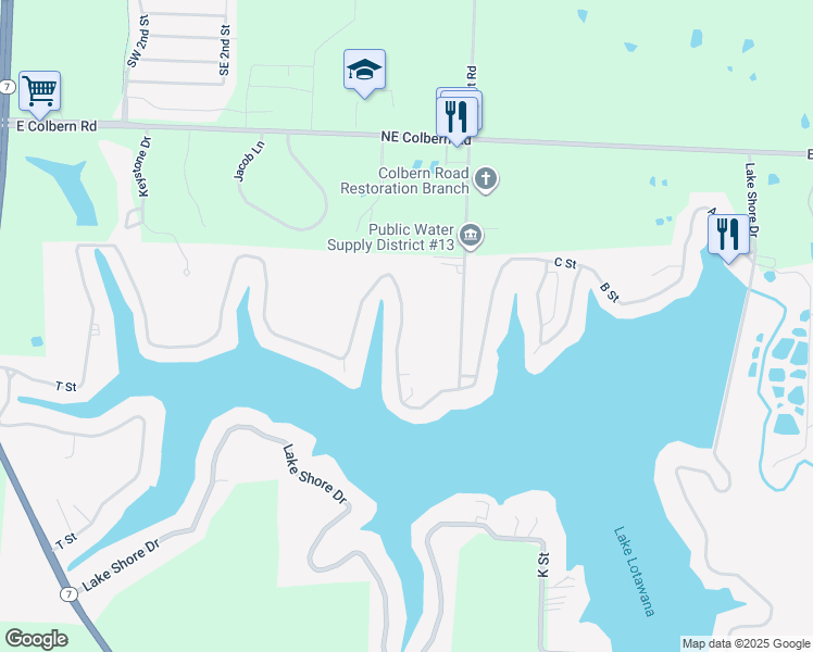 map of restaurants, bars, coffee shops, grocery stores, and more near 46G G Street in Lake Lotawana
