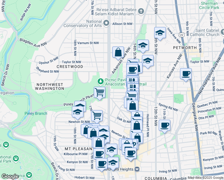 map of restaurants, bars, coffee shops, grocery stores, and more near 101 Independence Avenue Southeast in Washington