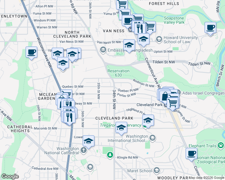 map of restaurants, bars, coffee shops, grocery stores, and more near 101 Independence Avenue Southeast in Washington