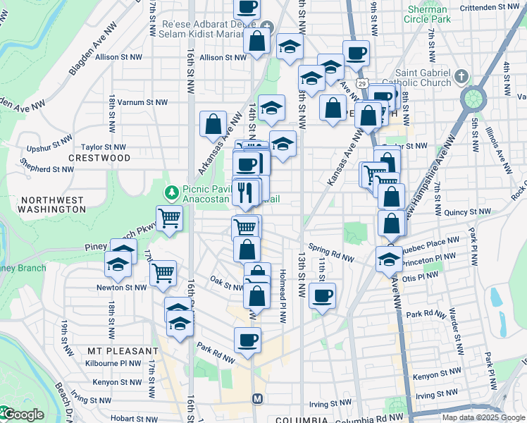 map of restaurants, bars, coffee shops, grocery stores, and more near 101 Independence Avenue Southeast in Washington