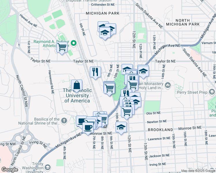 map of restaurants, bars, coffee shops, grocery stores, and more near 101 Independence Avenue Southeast in Washington