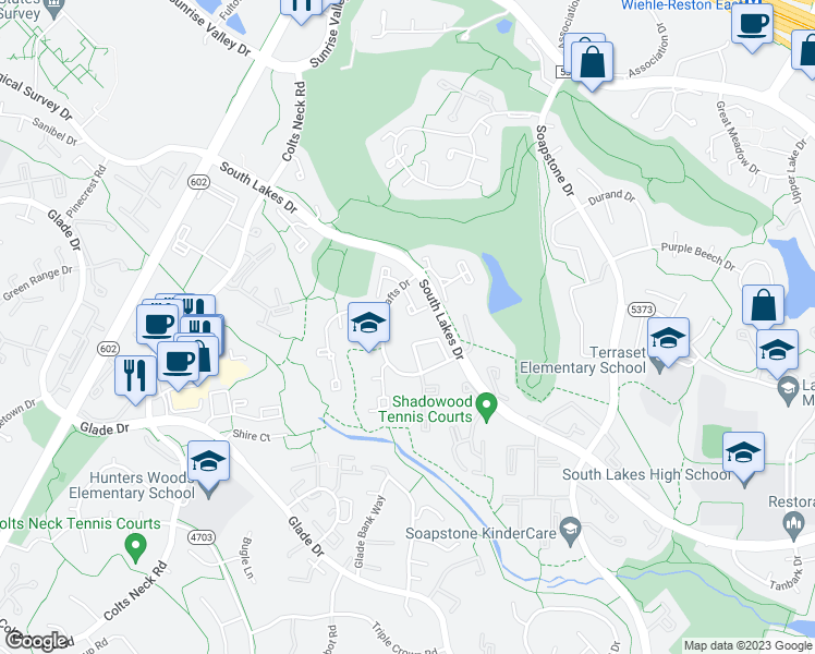 map of restaurants, bars, coffee shops, grocery stores, and more near 2228 Cartwright Place in Reston