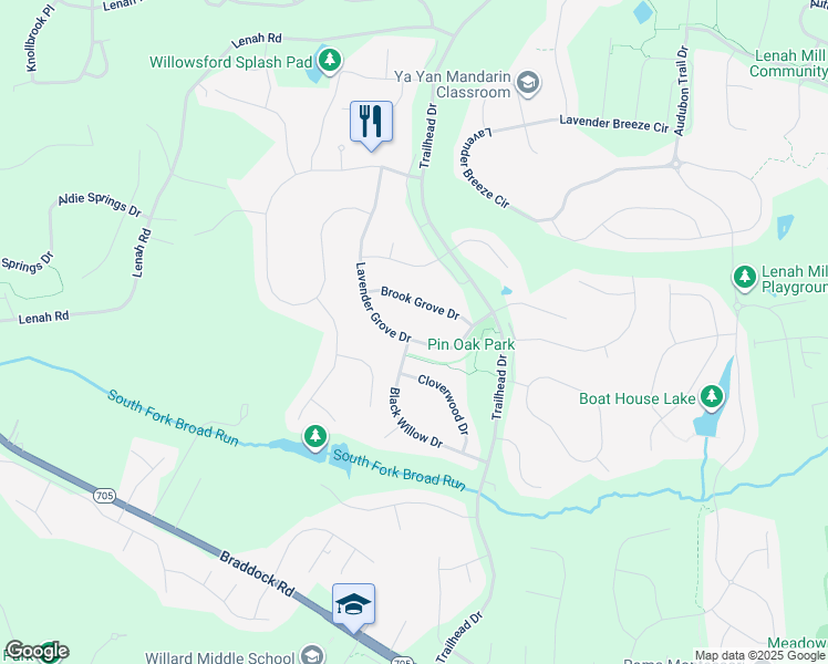 map of restaurants, bars, coffee shops, grocery stores, and more near 24600 Lavender Grove Drive in Aldie