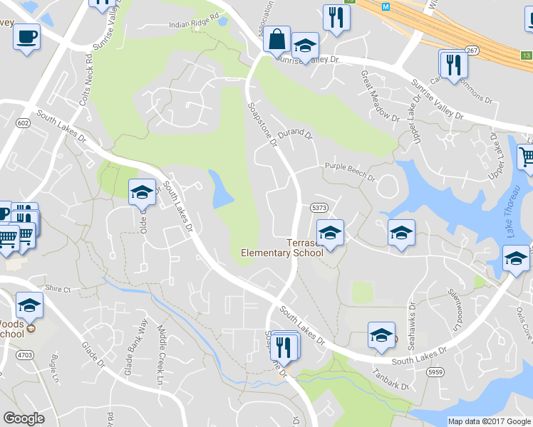 map of restaurants, bars, coffee shops, grocery stores, and more near 2164 Glencourse Lane in Reston