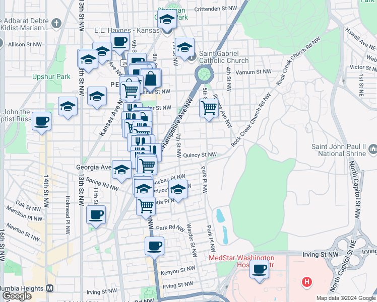map of restaurants, bars, coffee shops, grocery stores, and more near 101 Independence Avenue Southeast in Washington