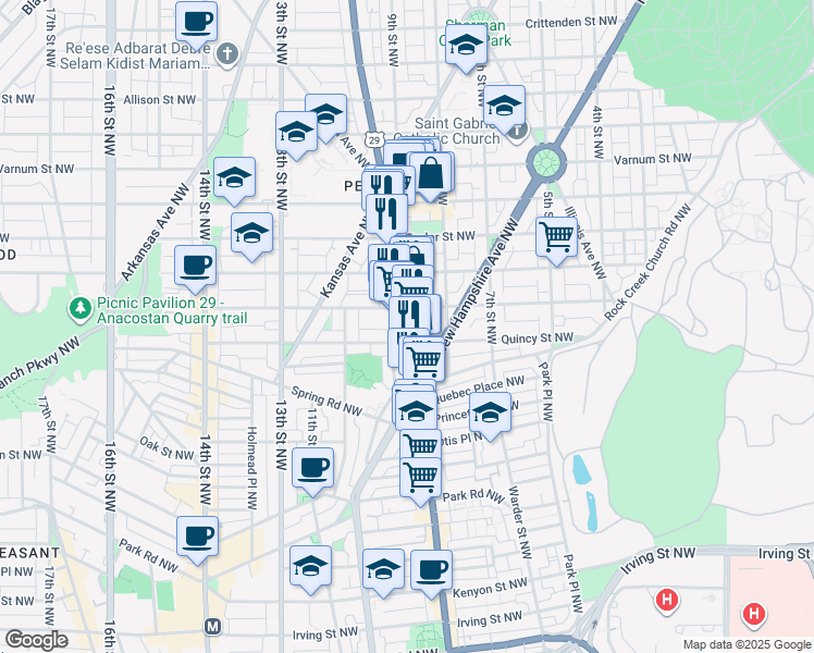 map of restaurants, bars, coffee shops, grocery stores, and more near 101 Independence Avenue Southeast in Washington