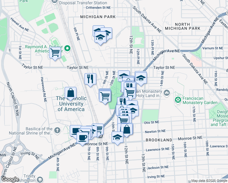 map of restaurants, bars, coffee shops, grocery stores, and more near 101 Independence Avenue Southeast in Washington