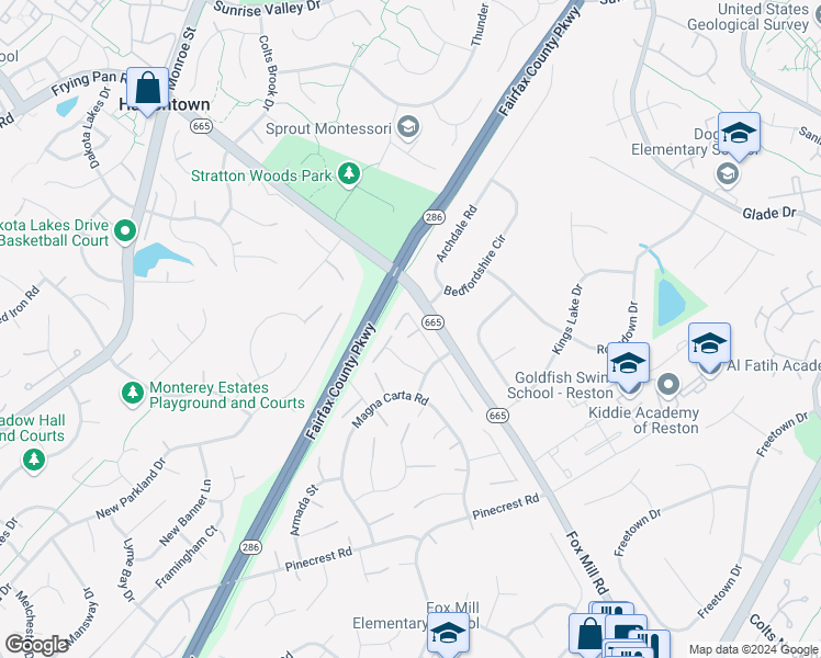 map of restaurants, bars, coffee shops, grocery stores, and more near 12633 Etruscan Drive in Herndon