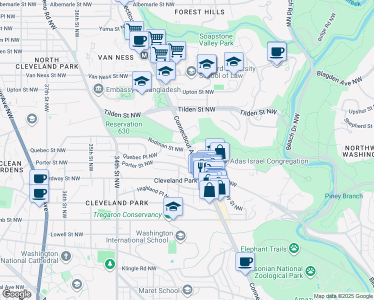 map of restaurants, bars, coffee shops, grocery stores, and more near 101 Independence Avenue Southeast in Washington