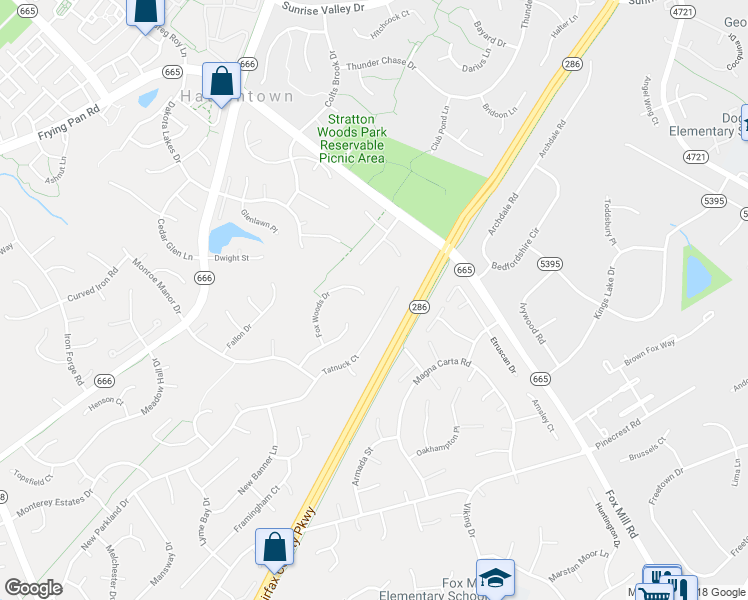 map of restaurants, bars, coffee shops, grocery stores, and more near 12684 Fox Woods Drive in Herndon