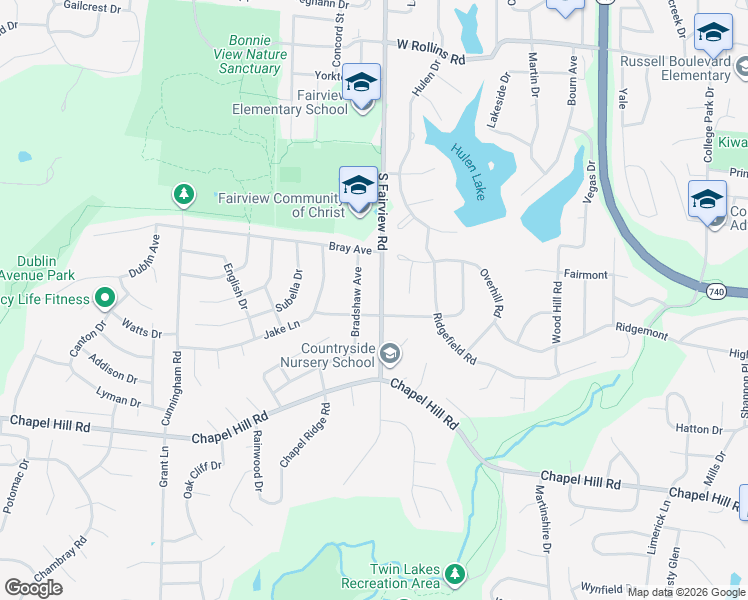map of restaurants, bars, coffee shops, grocery stores, and more near 1222 Bradshaw Avenue in Columbia