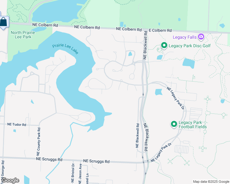 map of restaurants, bars, coffee shops, grocery stores, and more near 2519 Northeast Lake Breeze Drive in Lee's Summit