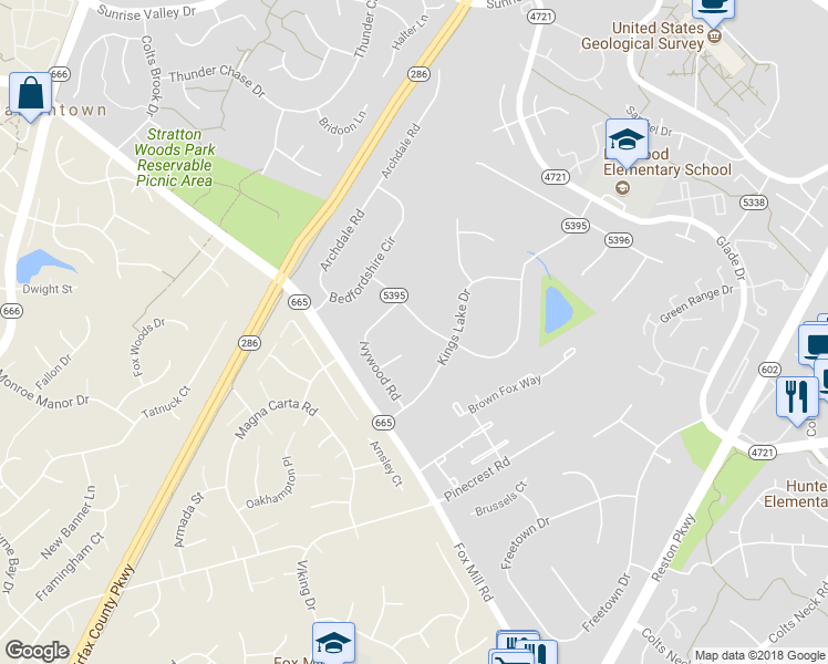 map of restaurants, bars, coffee shops, grocery stores, and more near 2407 Rosedown Dr in Reston