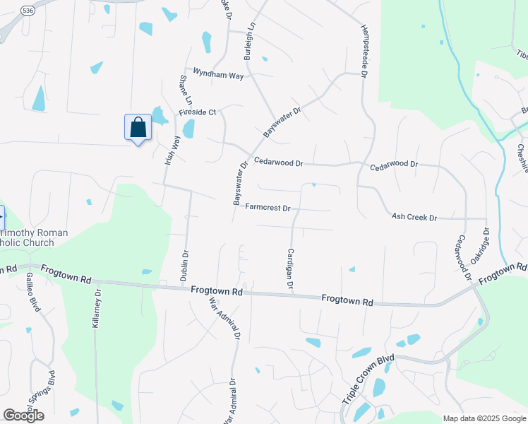 map of restaurants, bars, coffee shops, grocery stores, and more near 1279 Farmcrest Drive in Union