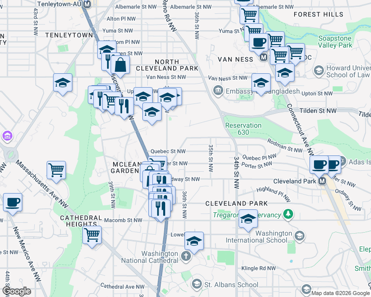 map of restaurants, bars, coffee shops, grocery stores, and more near 101 Independence Avenue Southeast in Washington