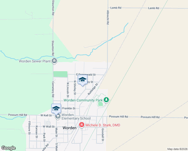 map of restaurants, bars, coffee shops, grocery stores, and more near 322 East Donnewald Street in Worden