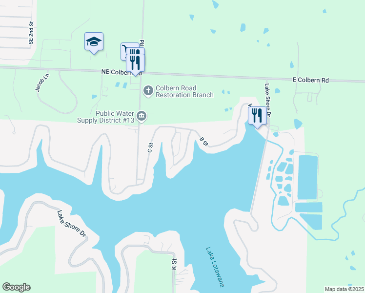 map of restaurants, bars, coffee shops, grocery stores, and more near 103C Lake Shore Drive in Lake Lotawana