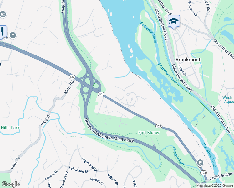 map of restaurants, bars, coffee shops, grocery stores, and more near 708 Belgrove Road in McLean