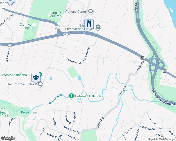 map of restaurants, bars, coffee shops, grocery stores, and more near 1313 Rockland Terrace in McLean
