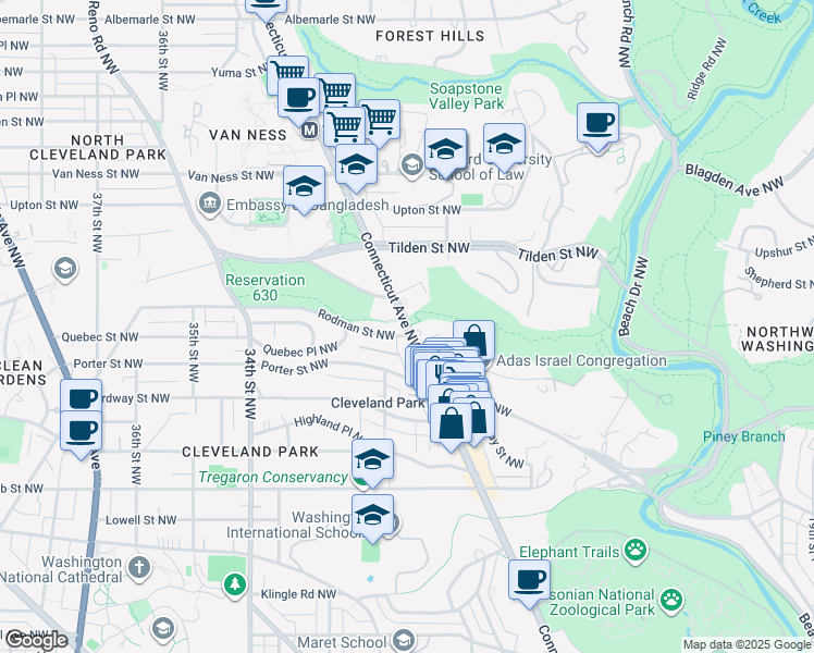 map of restaurants, bars, coffee shops, grocery stores, and more near 101 Independence Avenue Southeast in Washington