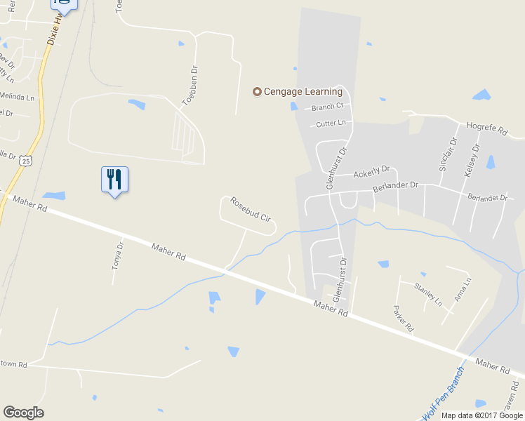 map of restaurants, bars, coffee shops, grocery stores, and more near 563 Rosebud Circle in Walton