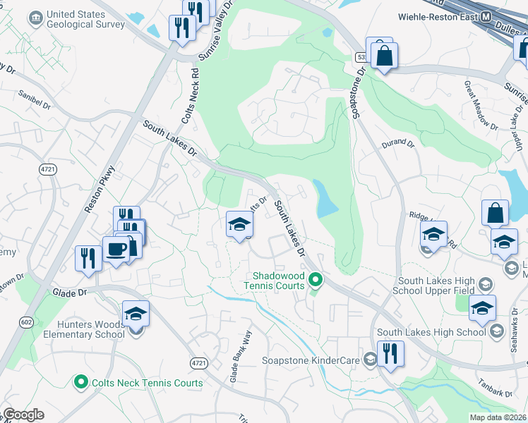 map of restaurants, bars, coffee shops, grocery stores, and more near 2210 Cartwright Place in Reston