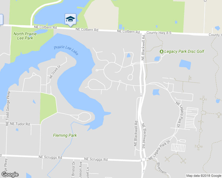 map of restaurants, bars, coffee shops, grocery stores, and more near 2519 Northeast Lake Breeze Drive in Lee's Summit