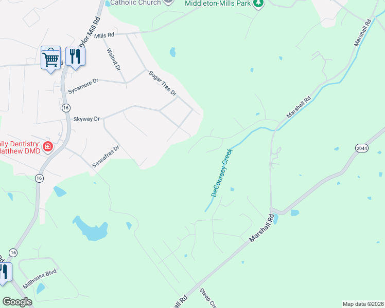 map of restaurants, bars, coffee shops, grocery stores, and more near 6528 Sugar Tree Lane in Independence