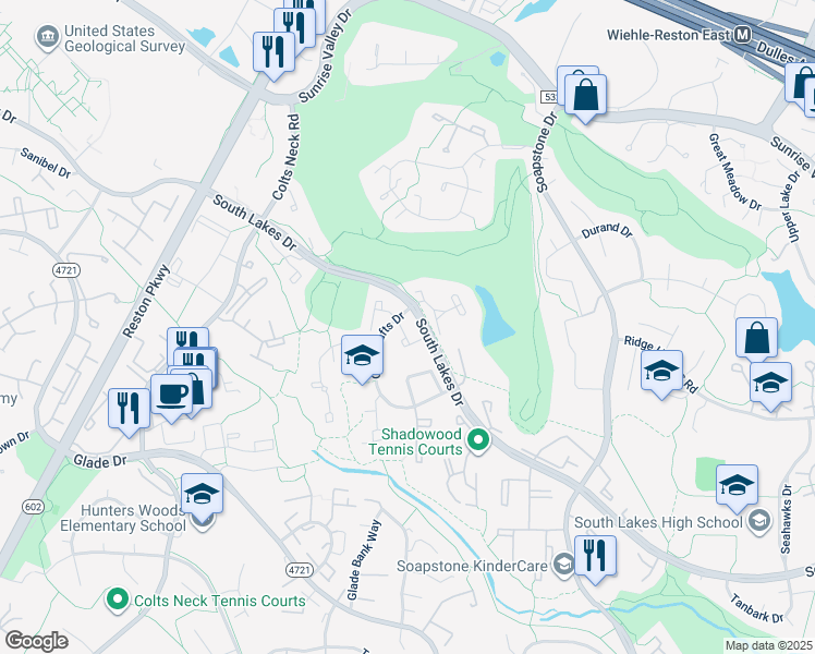 map of restaurants, bars, coffee shops, grocery stores, and more near 2207 Cartwright Place in Reston