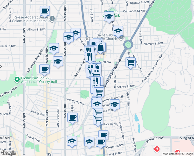 map of restaurants, bars, coffee shops, grocery stores, and more near 101 Independence Avenue Southeast in Washington