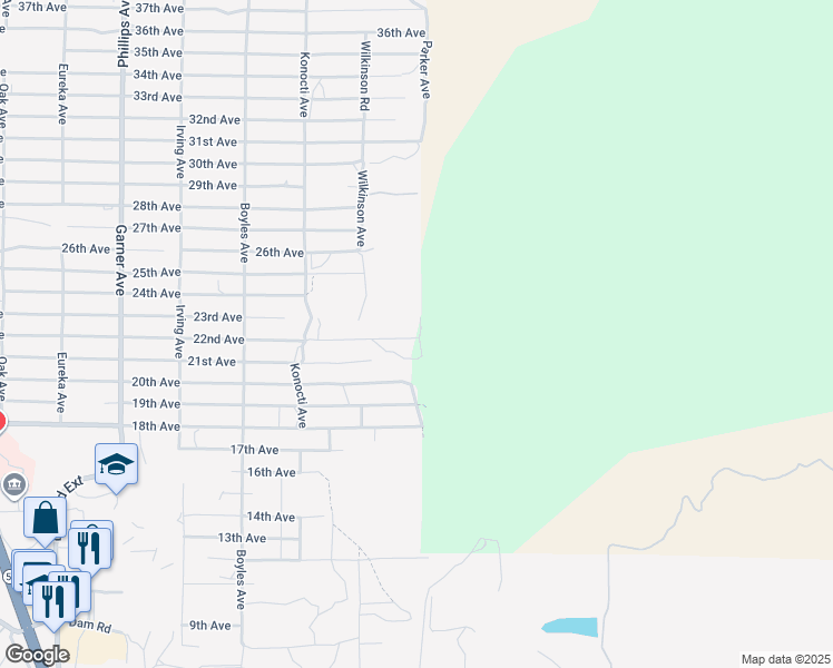 map of restaurants, bars, coffee shops, grocery stores, and more near 16496 22nd Avenue in Clearlake