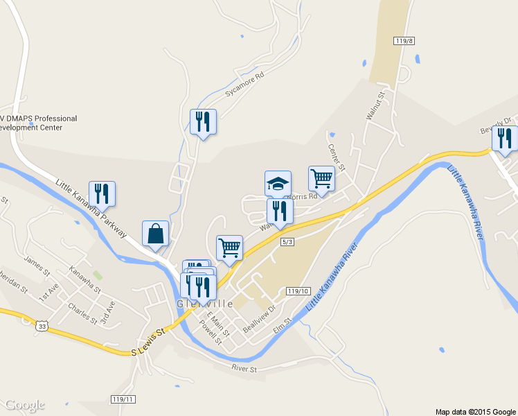 map of restaurants, bars, coffee shops, grocery stores, and more near 300 Pine Street in Glenville