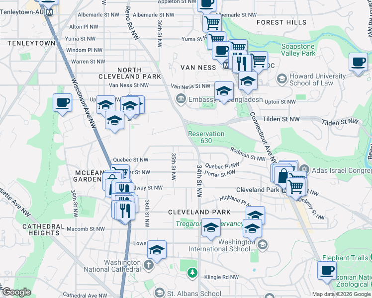 map of restaurants, bars, coffee shops, grocery stores, and more near 101 Independence Avenue Southeast in Washington