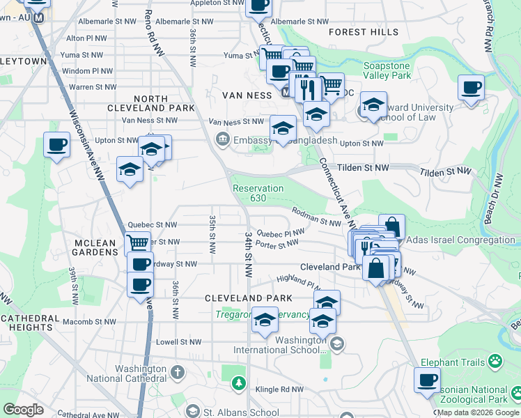 map of restaurants, bars, coffee shops, grocery stores, and more near 101 Independence Avenue Southeast in Washington