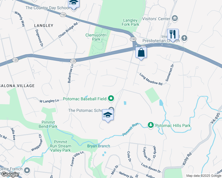 map of restaurants, bars, coffee shops, grocery stores, and more near 1231 Meyer Court in McLean