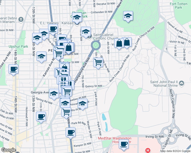 map of restaurants, bars, coffee shops, grocery stores, and more near 101 Independence Avenue Southeast in Washington
