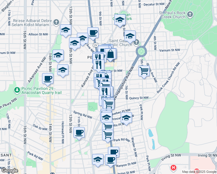 map of restaurants, bars, coffee shops, grocery stores, and more near 101 Independence Avenue Southeast in Washington