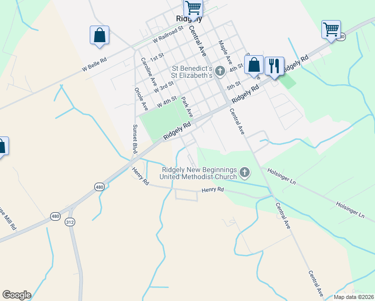 map of restaurants, bars, coffee shops, grocery stores, and more near 23599 Chicken Bridge Road in Ridgely