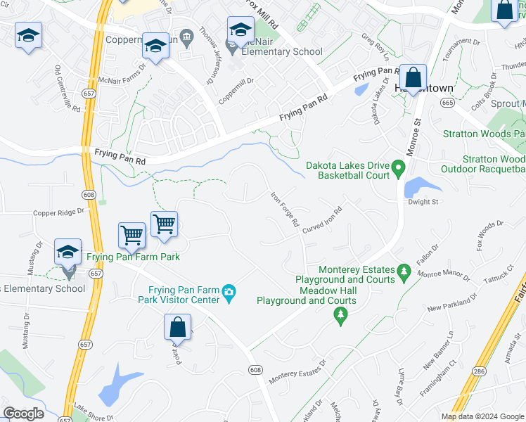 map of restaurants, bars, coffee shops, grocery stores, and more near 2501 Halterbreak Court in Herndon