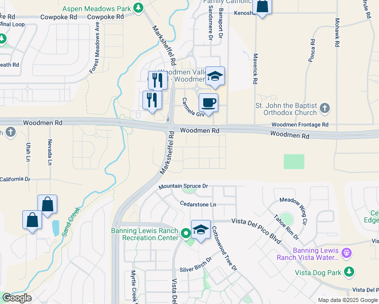 map of restaurants, bars, coffee shops, grocery stores, and more near 7368 Mountain Spruce Drive in Colorado Springs