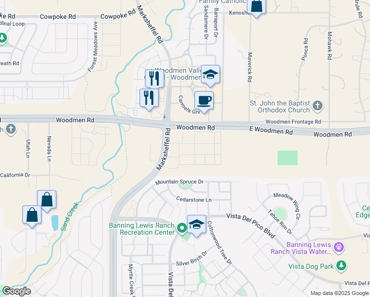 map of restaurants, bars, coffee shops, grocery stores, and more near 8073 Chardonnay Grove in Colorado Springs